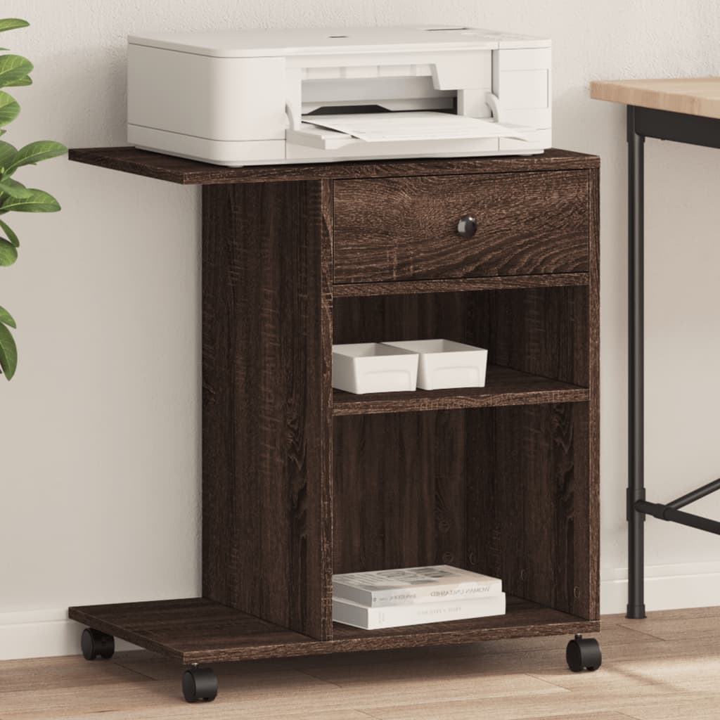 VidaXL printer cabinet with wheels 60x40x68.5 cm brown oak