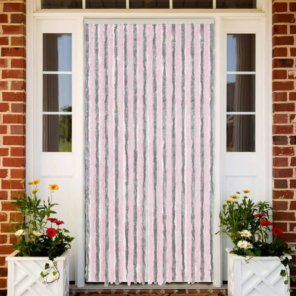 Vidaxx fly curtain 118x220 cm chenille silver gray and pink