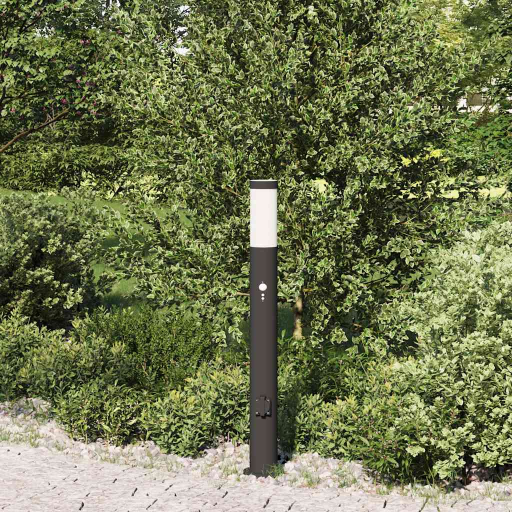 Vidaxl bolderarmatuur met sensor en stopcontact 80 cm roestvrij staal ip44