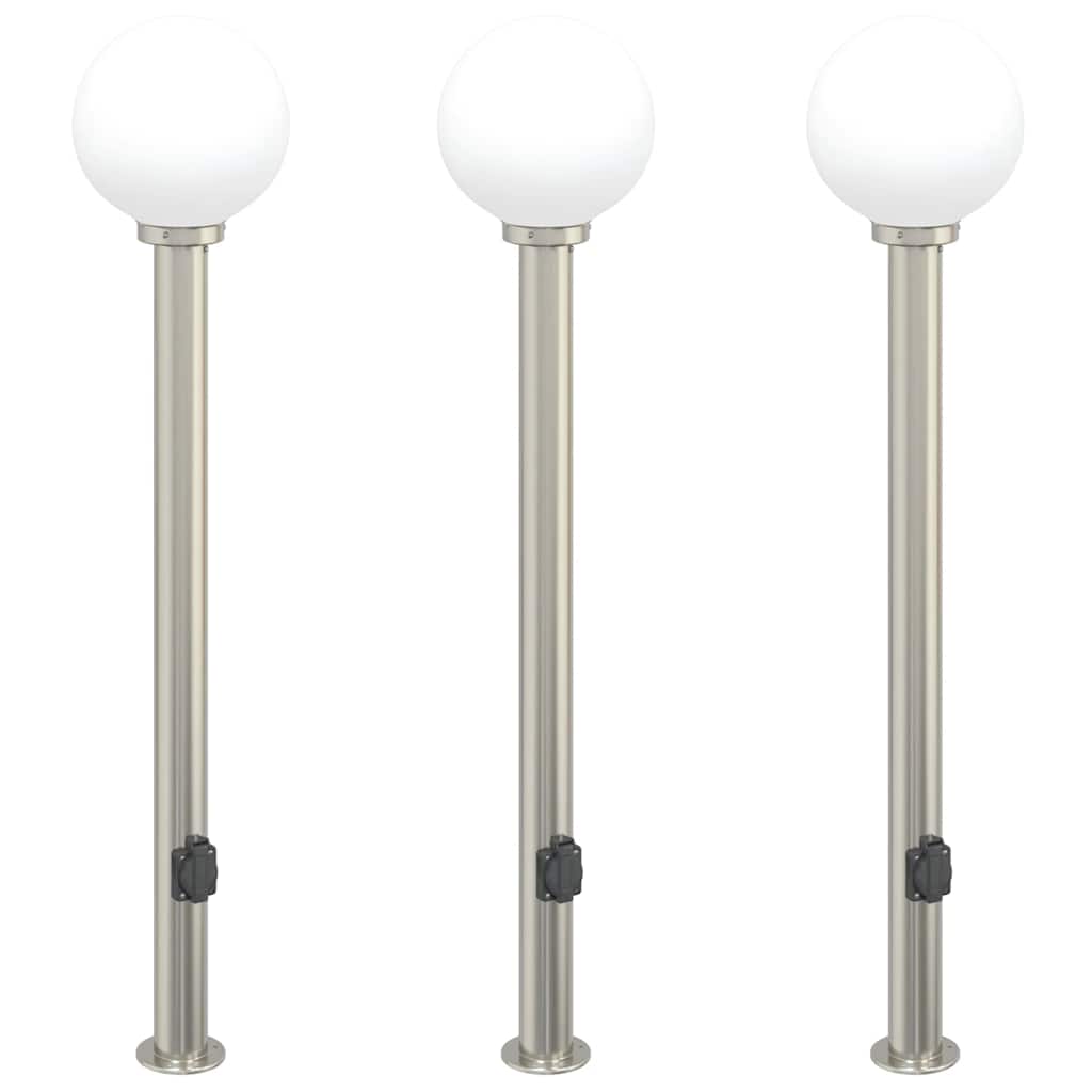 Vidaxx bolardo de iluminación con enchufe 3 piezas 120 cm acero inoxidable IP44