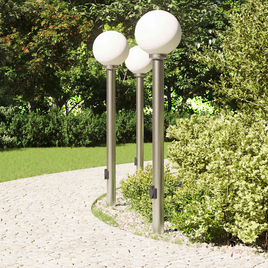 Vidaxx bolardo de iluminación con enchufe 3 piezas 120 cm acero inoxidable IP44