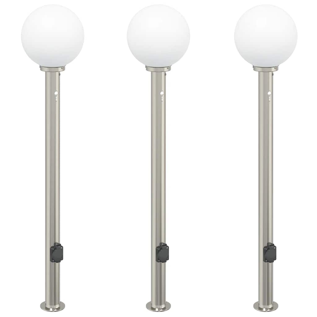 Vidaxx bolardo luminoso con sensor y casquillo 3 piezas 120 cm acero inoxidable IP44