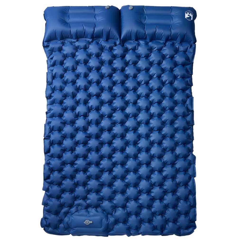 Vidaxl colchón de camping con almohadas autoinflable 2 personas azul marino