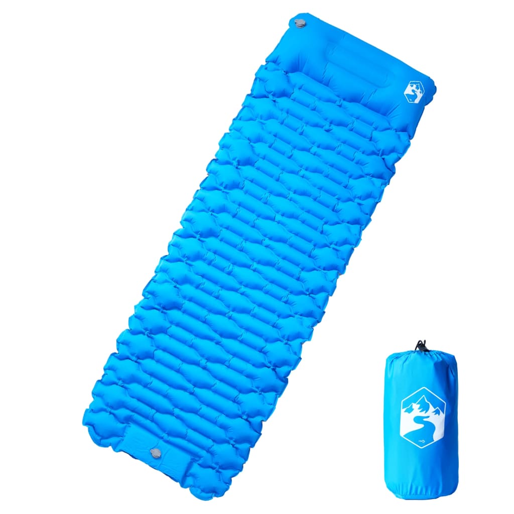 Vidaxl matelas de camping avec oreiller autogonflant 1 personne bleu