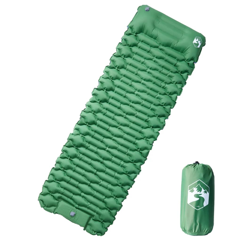 Vidaxl matelas de camping avec oreiller autogonflant 1 personne vert
