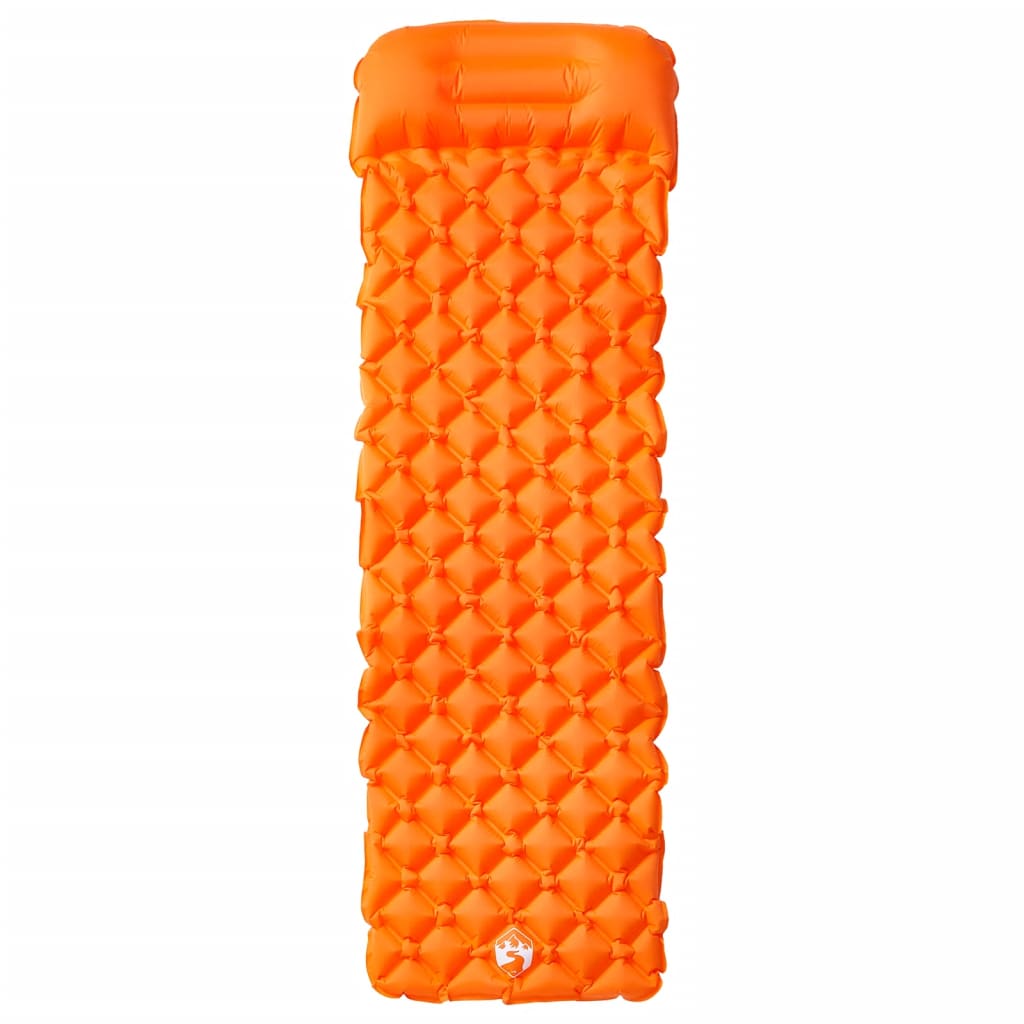 Vidaxl matelas de camping avec oreiller gonflable 1 personne orange