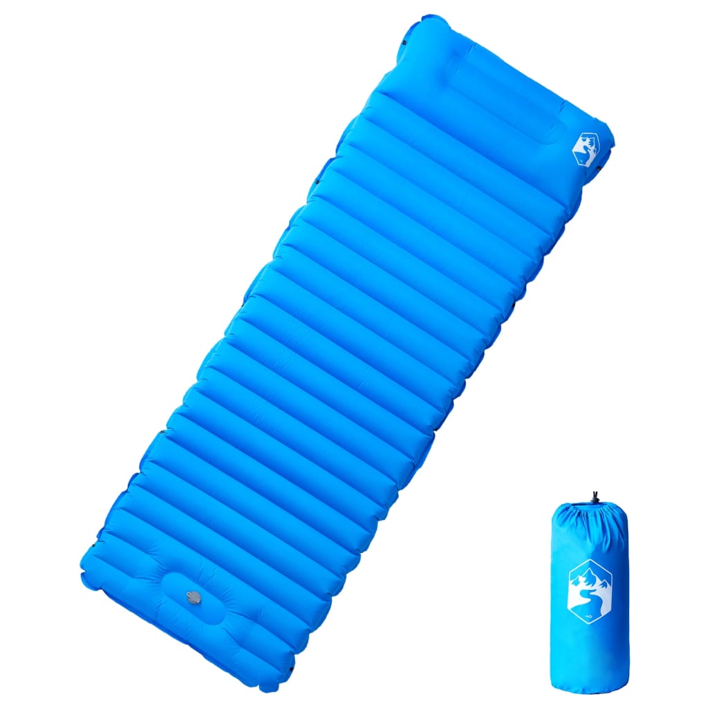 Vidaxl matelas de camping avec oreiller autogonflant 1 personne bleu