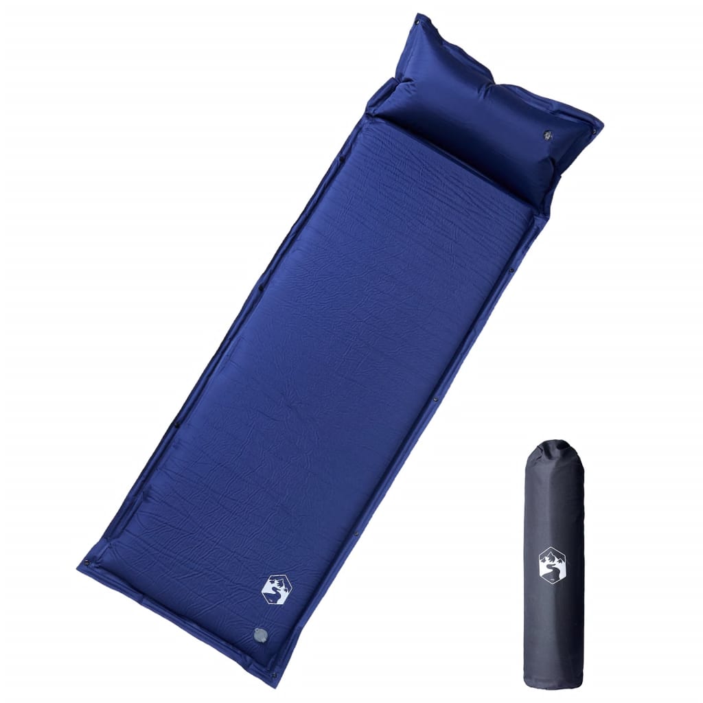 Materasso da campeggio VidaXL con cuscino autogonfiabile per 1 persona blu navy