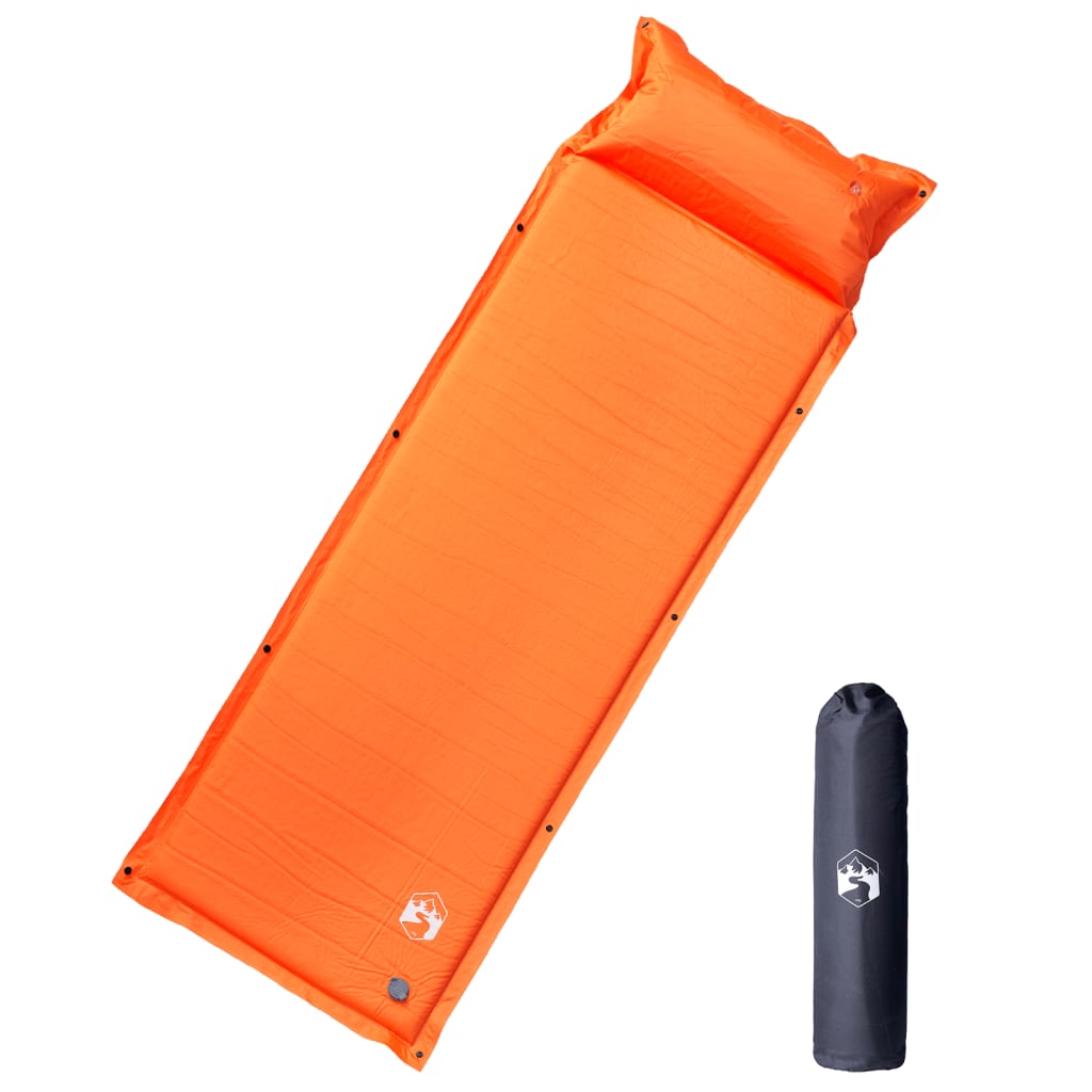Vidaxl matelas de camping avec oreiller autogonflant 1 personne orange