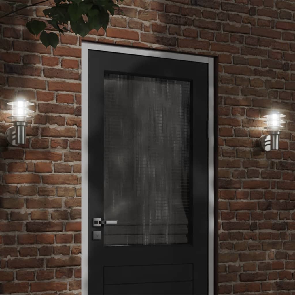 Lampada da parete per esterni VidaXL in acciaio inossidabile color argento