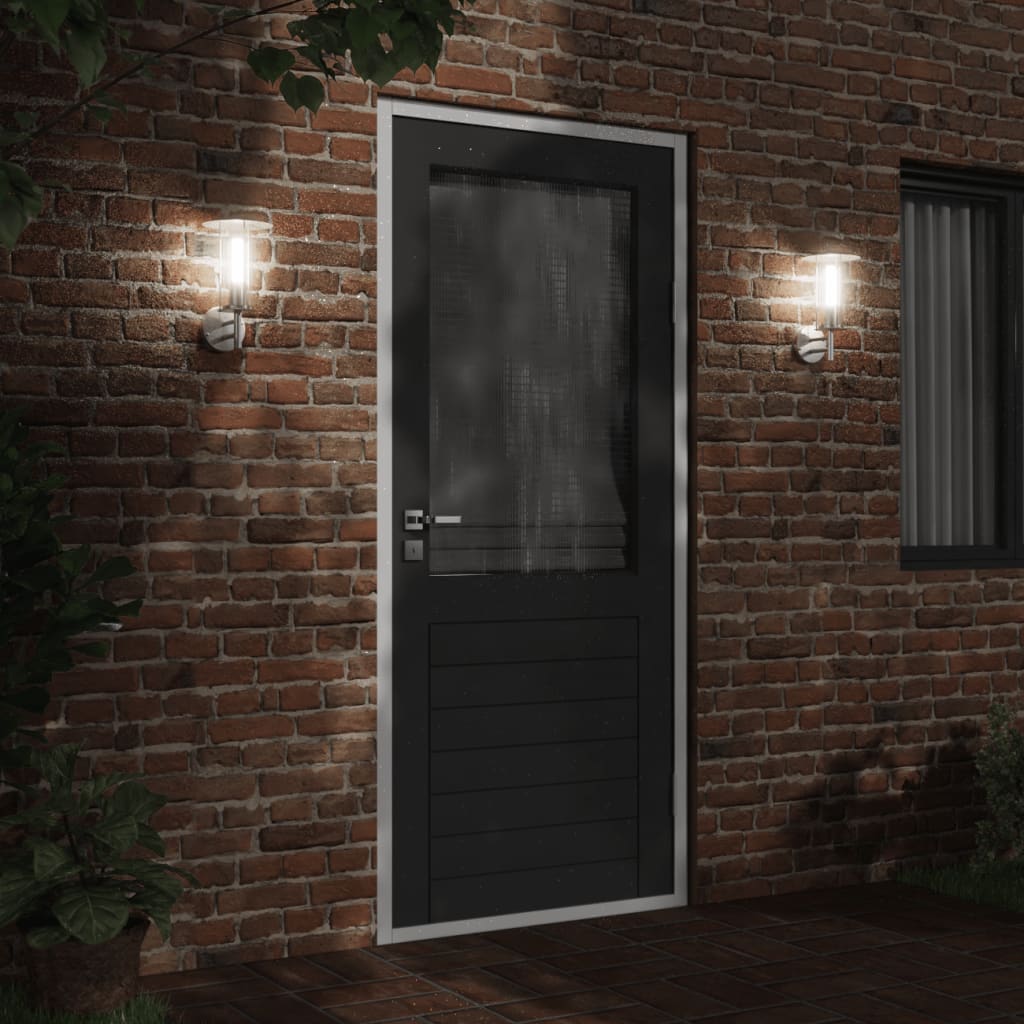 Lampada da parete per esterni VidaXL in acciaio inossidabile color argento