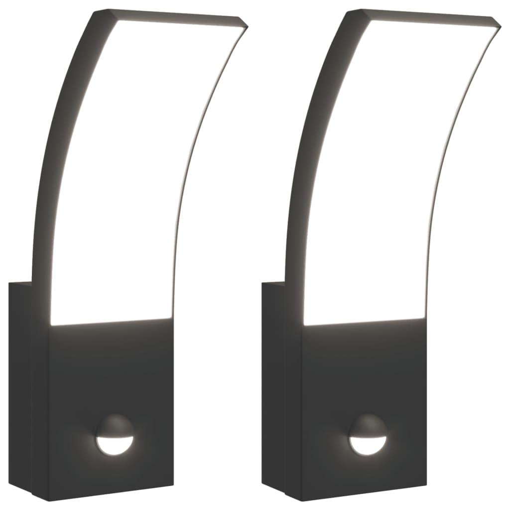 Lampade da parete per esterno Vidaxx, 2 LED con sensori, fusione di alluminio nero