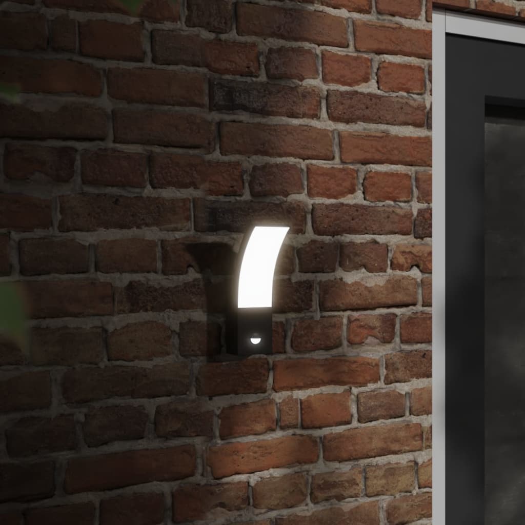 Lampade da parete per esterno Vidaxx, 2 LED con sensori, fusione di alluminio nero
