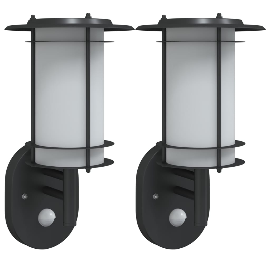 Lampade da parete per esterni Vidaxx 2 pezzi con sensori in acciaio inossidabile nero