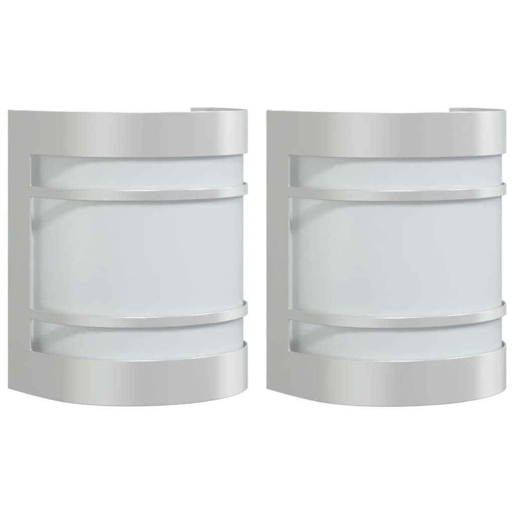 Lampade da parete per esterni Vidaxx 2 pezzi in acciaio inossidabile color argento