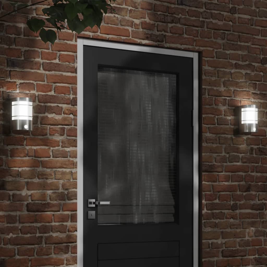 Vidaxx Außenwandleuchten 2 Stück mit Sensoren Edelstahl silberfarben