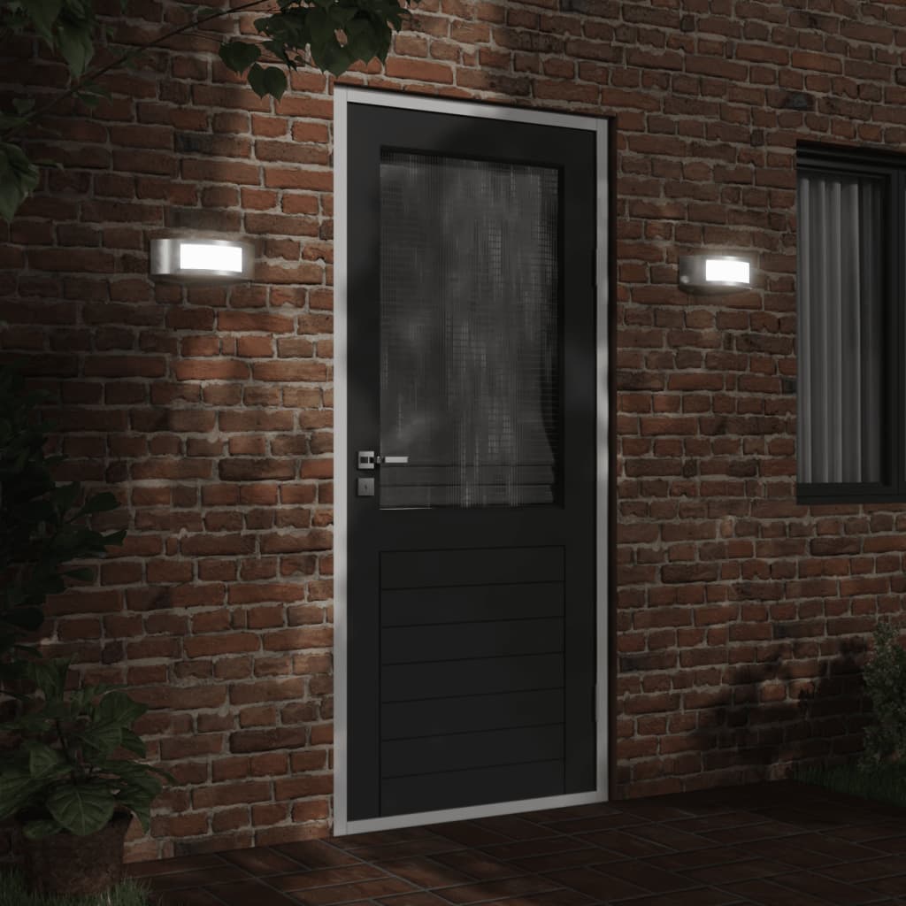 Lampade da parete per esterni Vidaxx 2 pezzi in acciaio inossidabile color argento