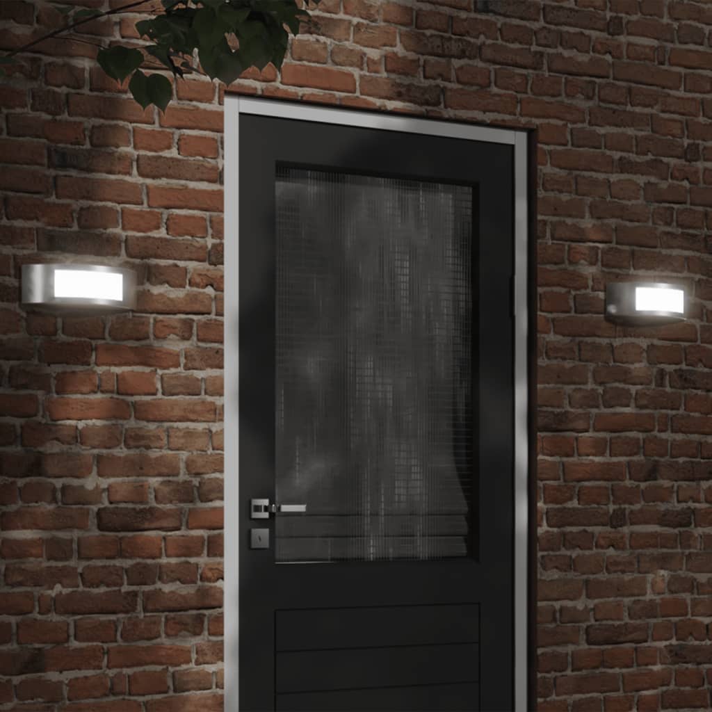 Lampade da parete per esterni Vidaxx 2 pezzi in acciaio inossidabile color argento