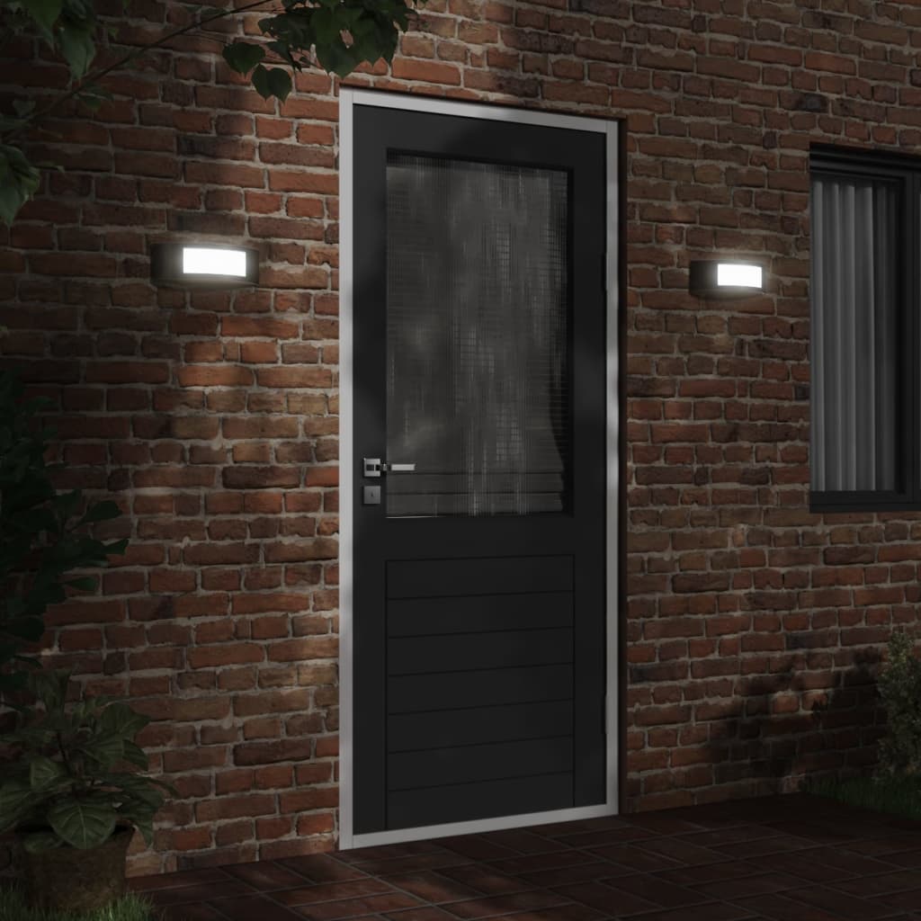 Lampade da parete per esterni VidaXL 2 pezzi in acciaio inossidabile nero