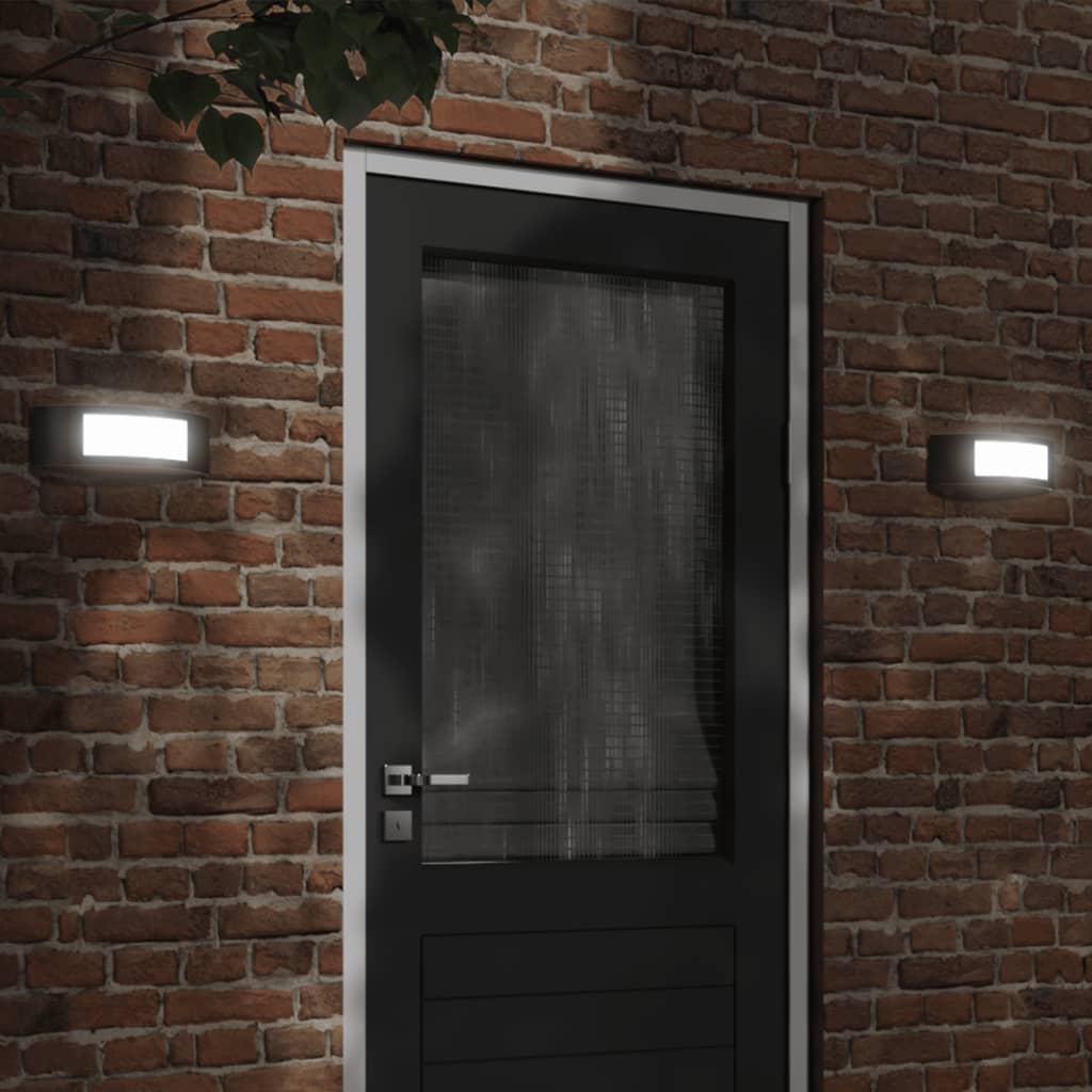 Lampade da parete per esterni VidaXL 2 pezzi in acciaio inossidabile nero
