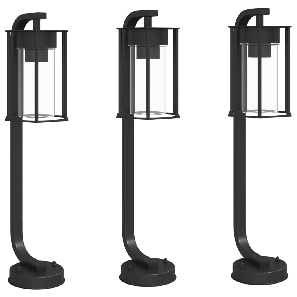 Lampada da terra per esterni Vidaxx 3 pezzi 60 cm in acciaio inossidabile nero