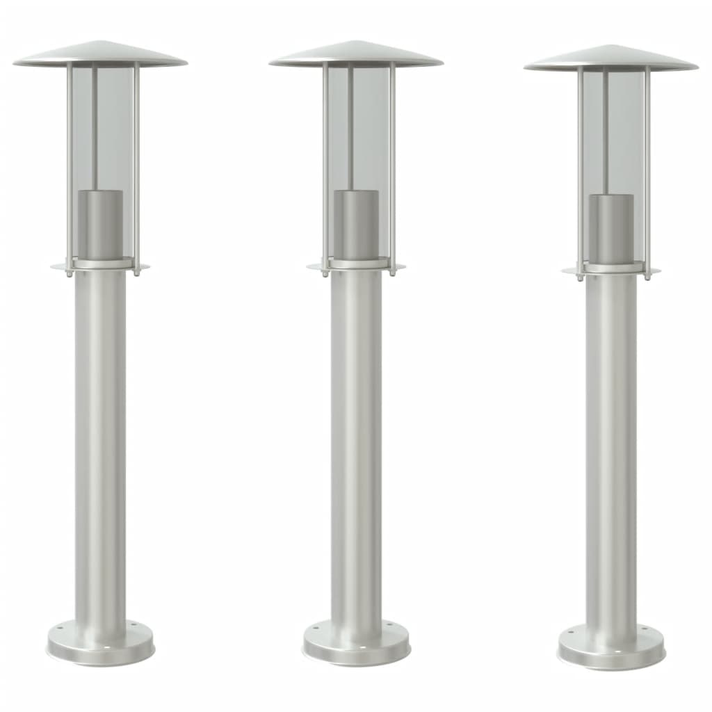 Vidaxx lampadaire d'extérieur 3 pcs 60 cm acier inoxydable couleur argent