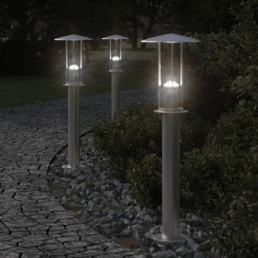 Vidaxx lampadaire d'extérieur 3 pcs 60 cm acier inoxydable couleur argent