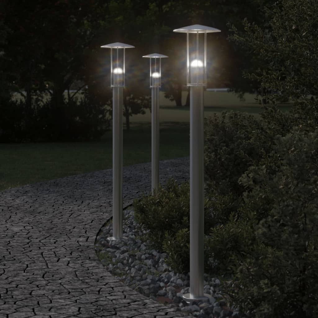 Lampa urláir lasmuigh Vidaxx 3 ríomhaire 100 cm cruach dhosmálta dhaite airgid