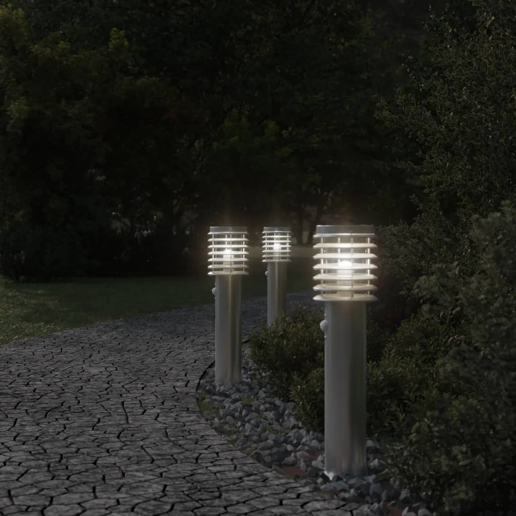 Vidaxxl lampadaire d'extérieur avec capteur 60 cm acier inoxydable argent