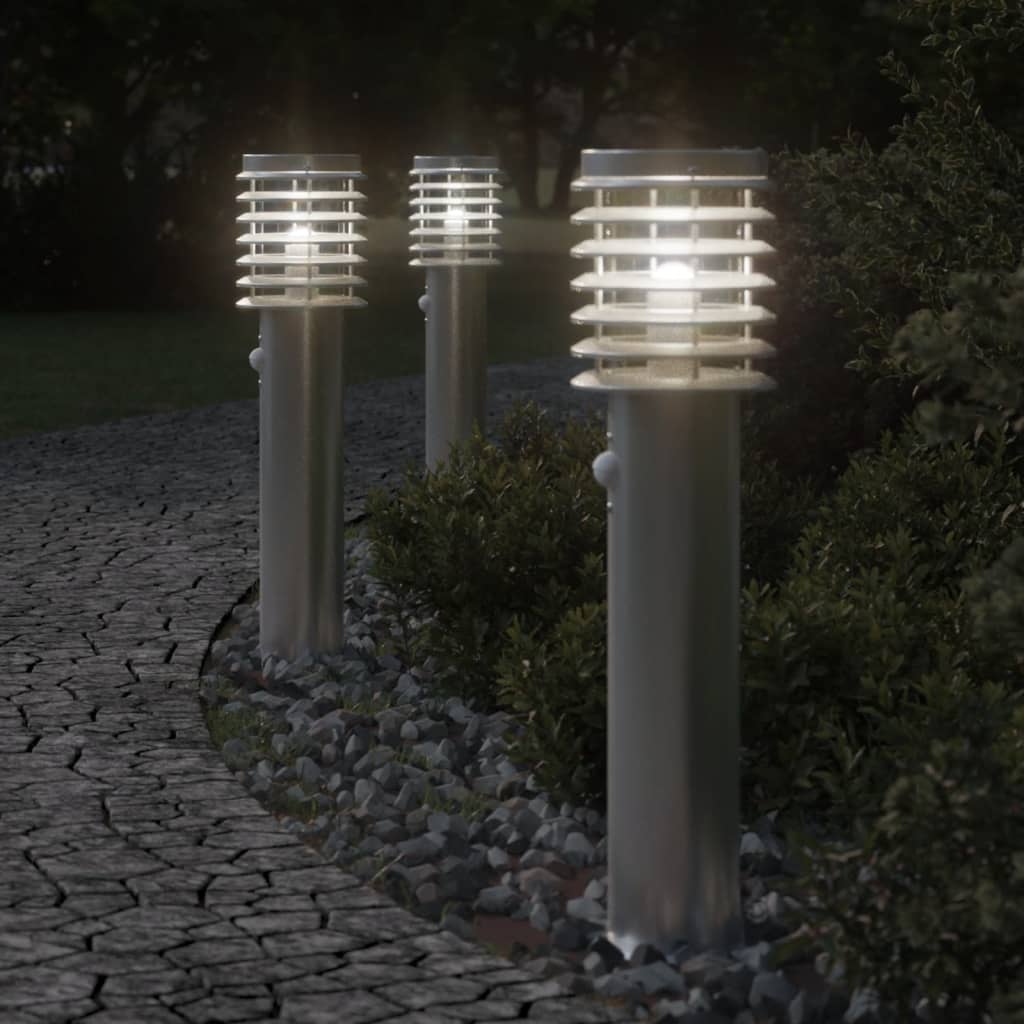 Vidaxxl lampadaire d'extérieur avec capteur 60 cm acier inoxydable argent