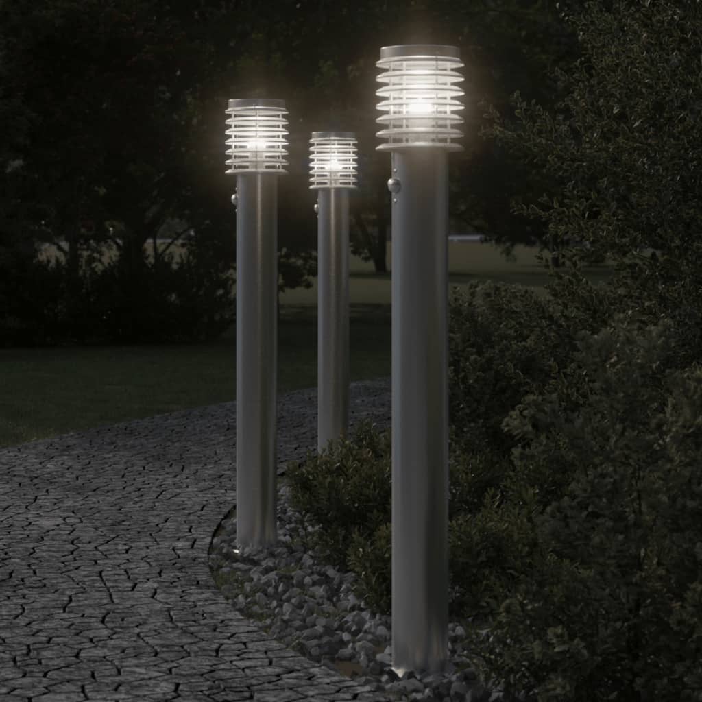 Vidaxxl lampadaire d'extérieur avec capteur 110 cm acier inoxydable argent