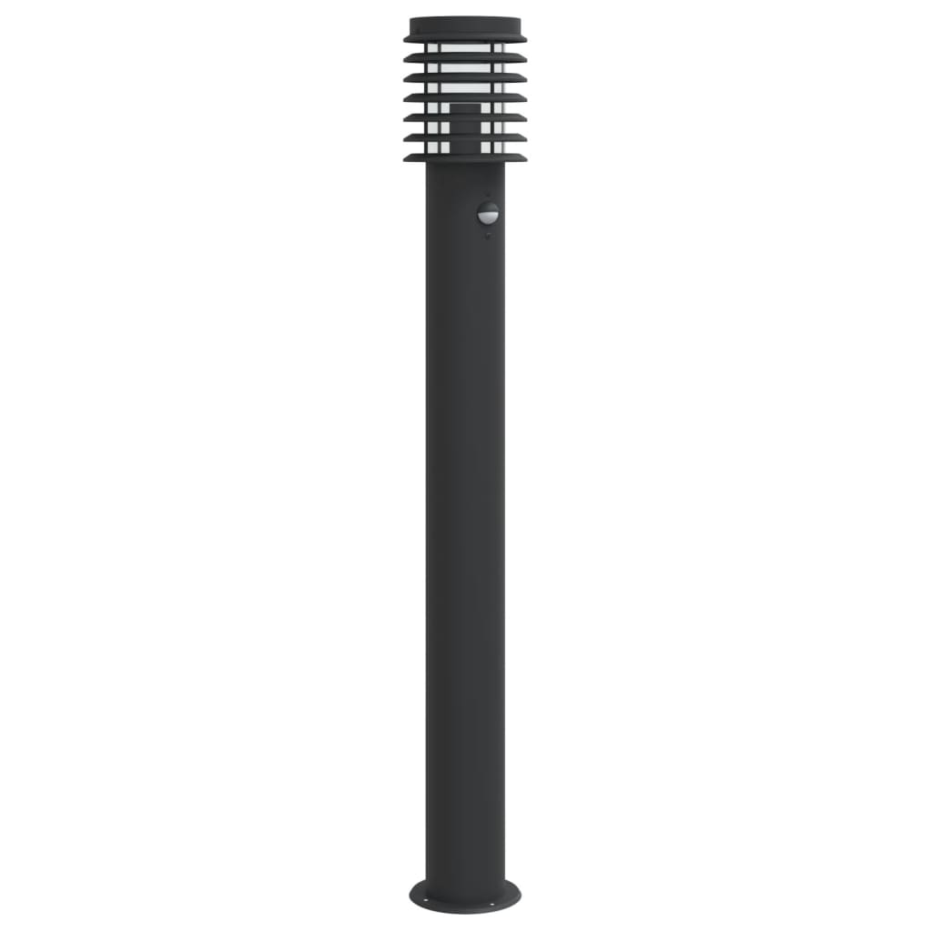 Vidaxxl lampadaire d'extérieur avec capteur 110 cm acier inoxydable noir