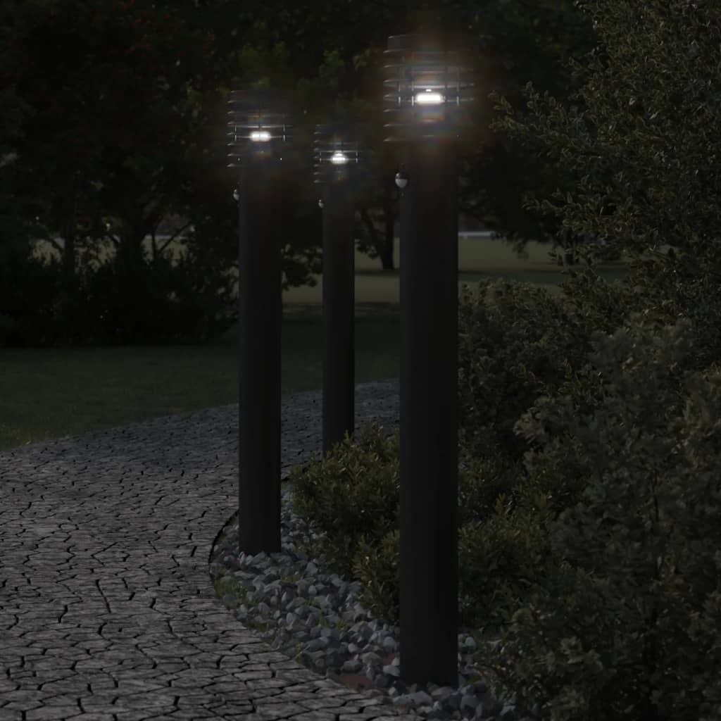 Vidaxxl lampadaire d'extérieur avec capteur 110 cm acier inoxydable noir