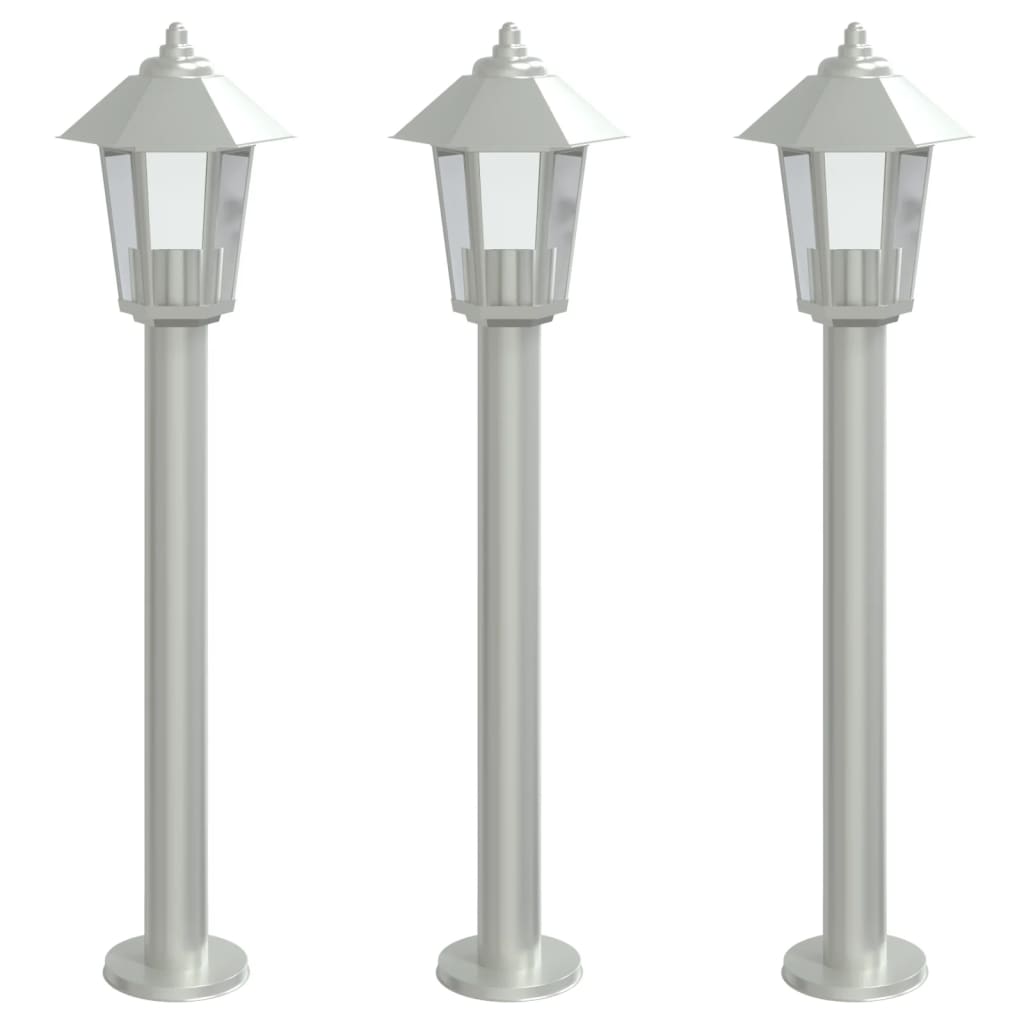 Vidaxx lampadaire d'extérieur 3 pcs 80 cm acier inoxydable couleur argent