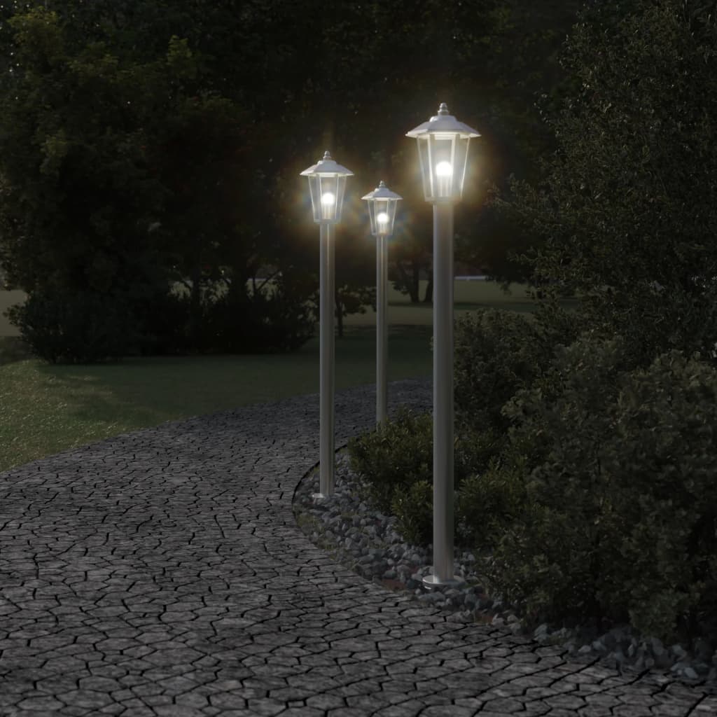 Lampada da terra per esterni Vidaxx 120 cm in acciaio inossidabile color argento