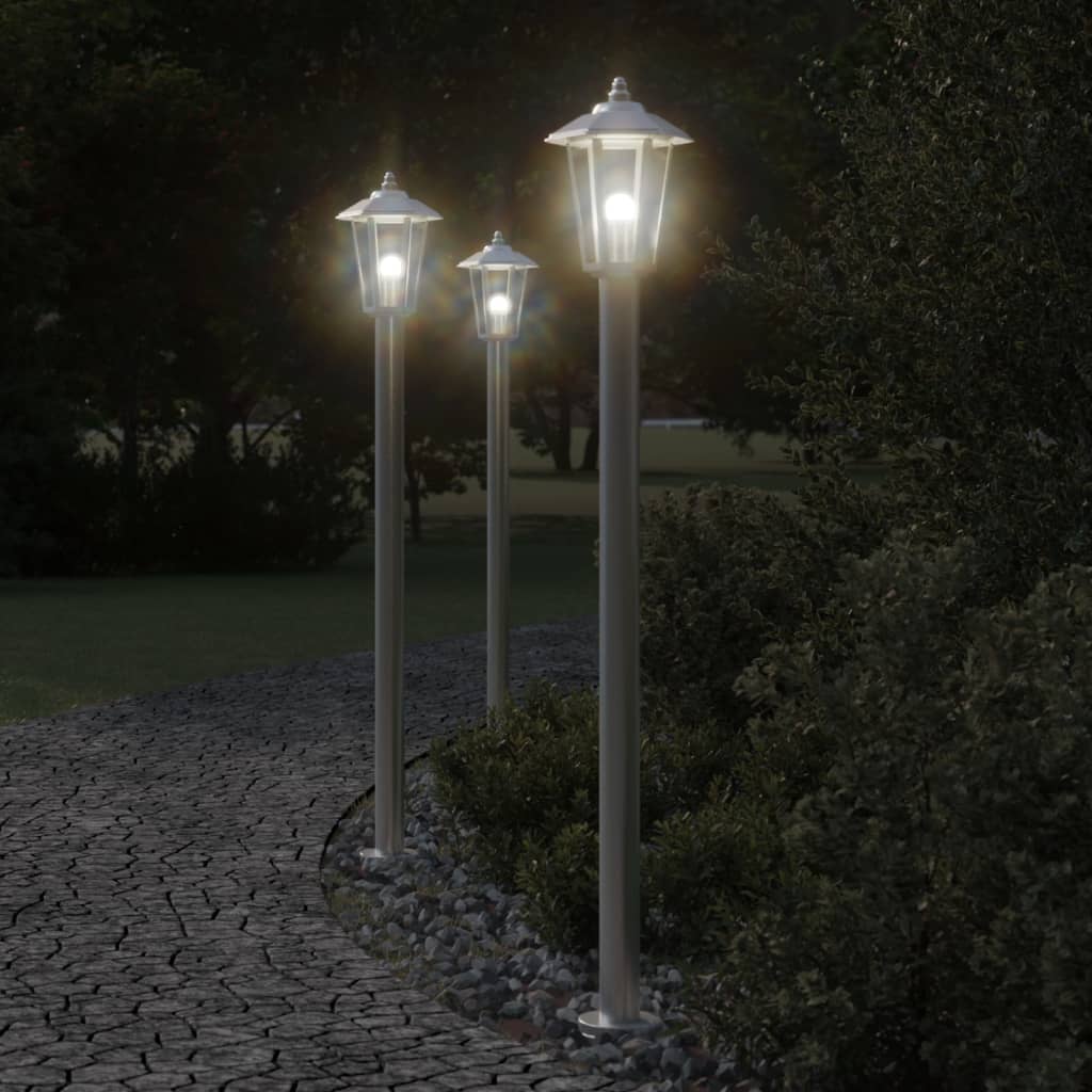 Lampada da terra per esterni Vidaxx 120 cm in acciaio inossidabile color argento