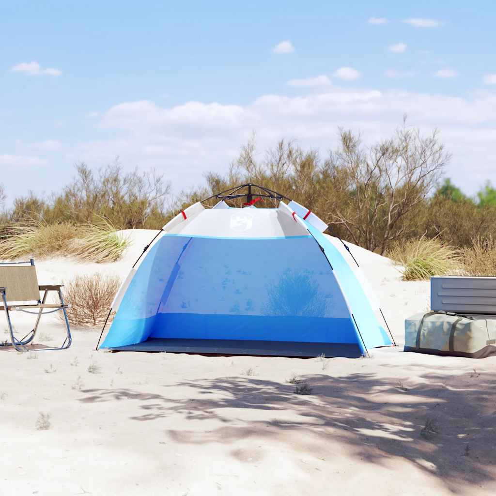 Tenda da spiaggia VidaXL per 2 persone impermeabile a sgancio rapido azzurro