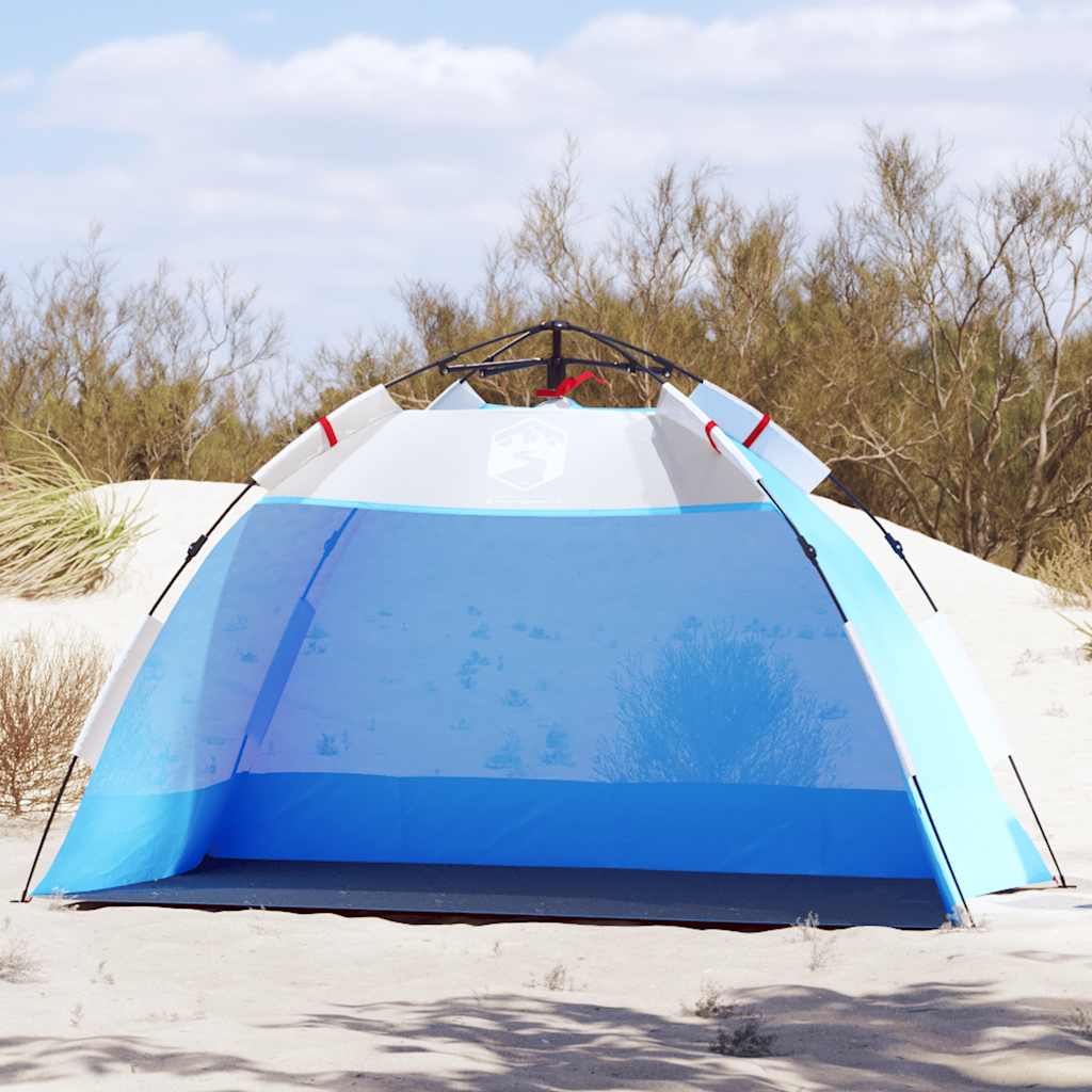 Tenda da spiaggia VidaXL per 2 persone impermeabile a sgancio rapido azzurro