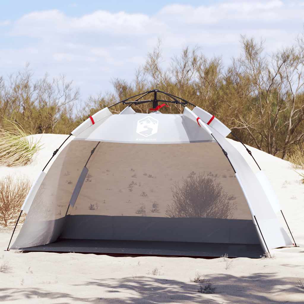 Tenda da spiaggia Vidaxl per 2 persone impermeabile a sgancio rapido grigia