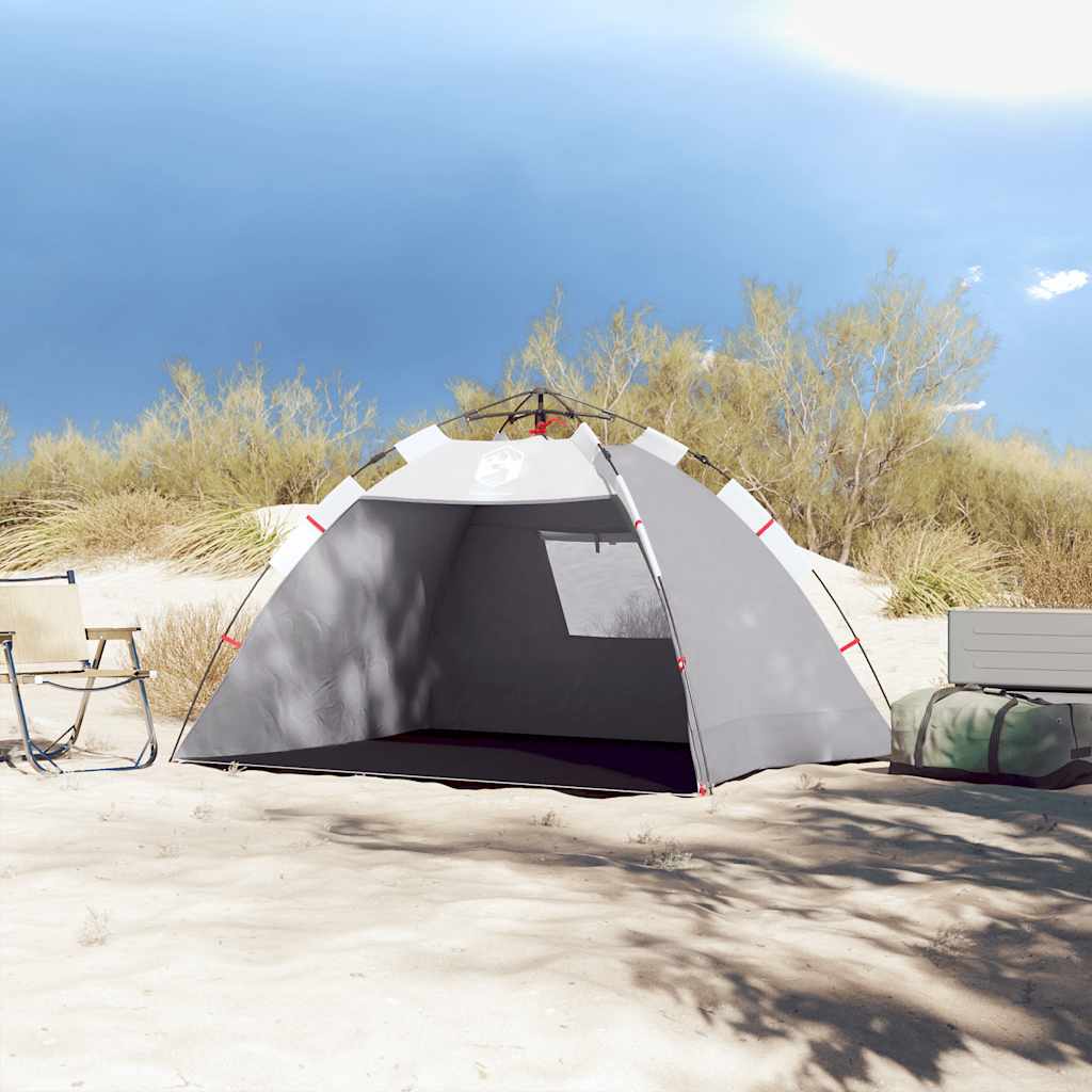 Tenda da spiaggia Vidaxl per 2 persone impermeabile a sgancio rapido grigia