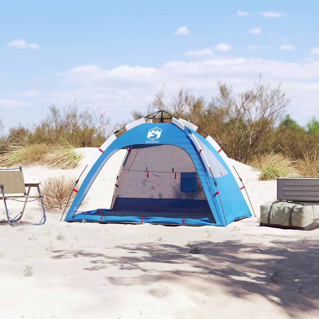 Tenda da spiaggia VidaXL per 2 persone impermeabile a sgancio rapido azzurro