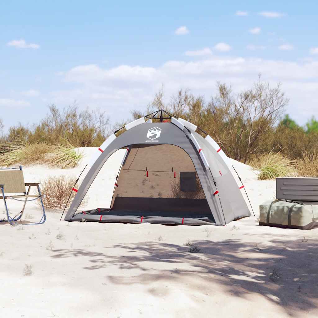 Tenda da spiaggia Vidaxl per 2 persone impermeabile a sgancio rapido grigia