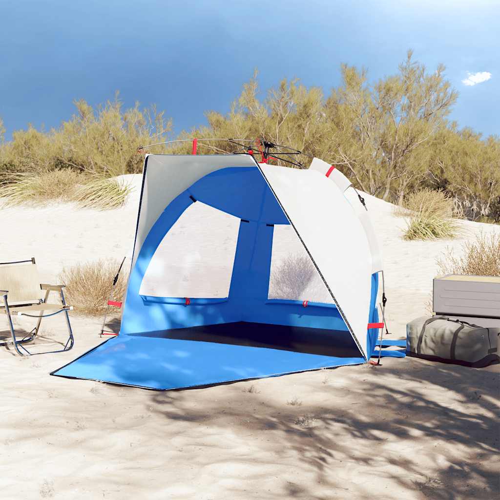 Tenda da spiaggia VidaXL per 2 persone impermeabile a sgancio rapido azzurro