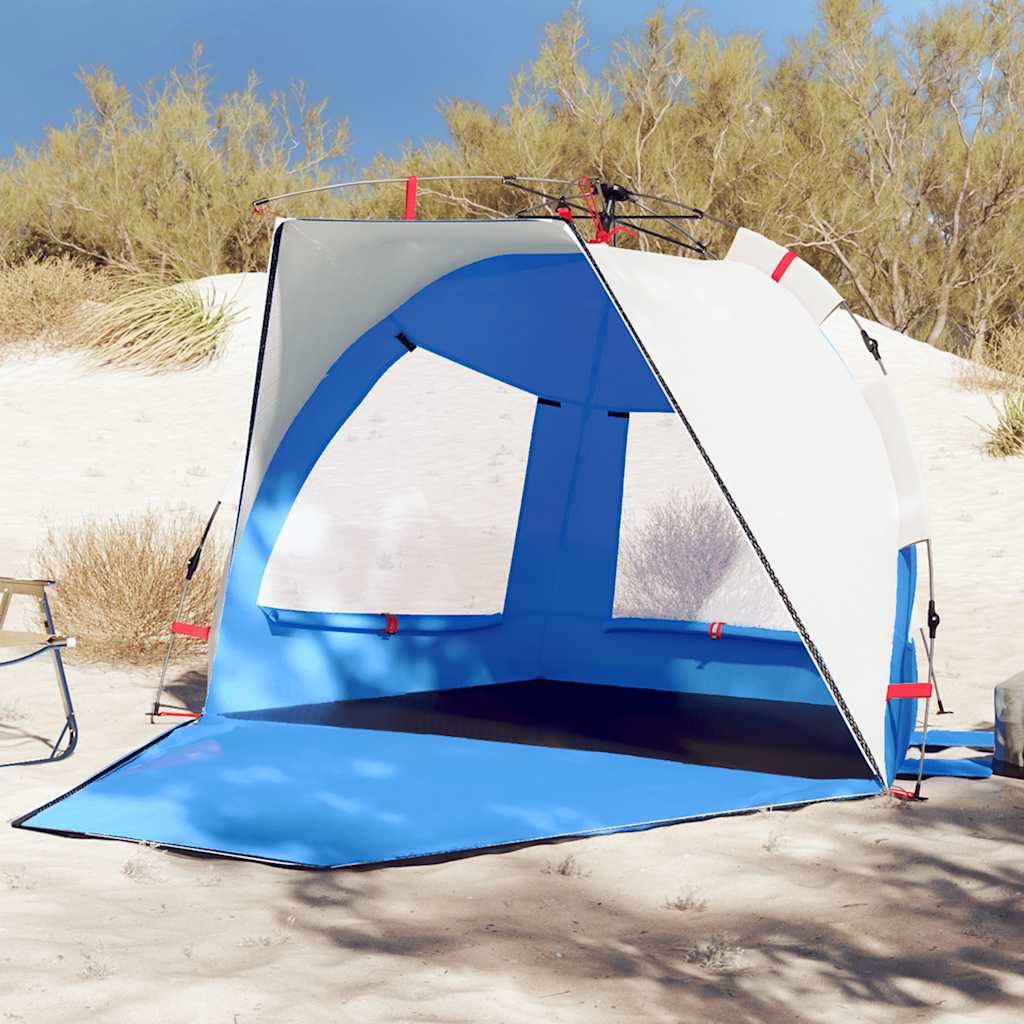 Tenda da spiaggia VidaXL per 2 persone impermeabile a sgancio rapido azzurro