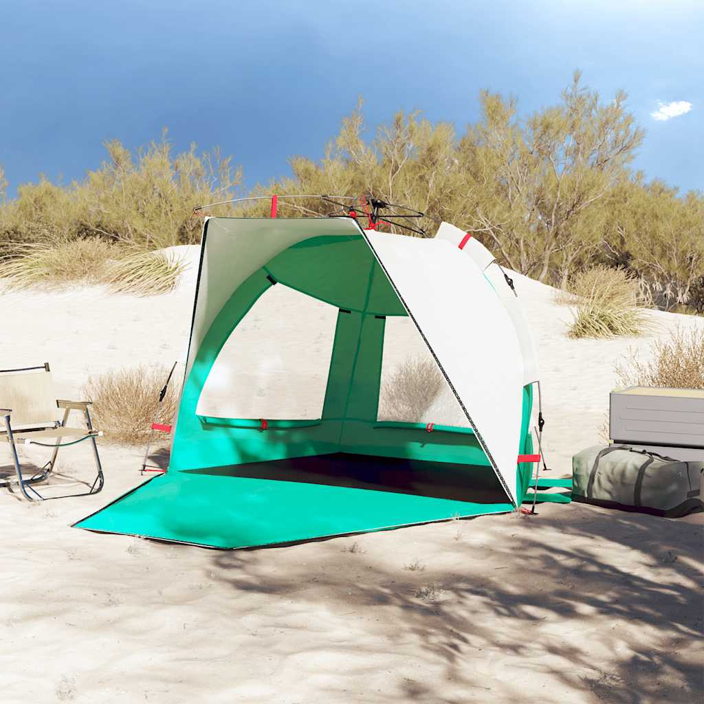 Tenda da spiaggia VidaXL per 2 persone impermeabile a sgancio rapido verde mare