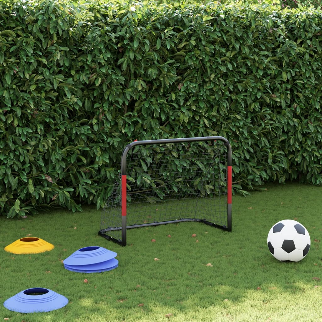 VidaXL Fußballtor mit Netz 90x48x71 cm, Stahl, Rot und Schwarz