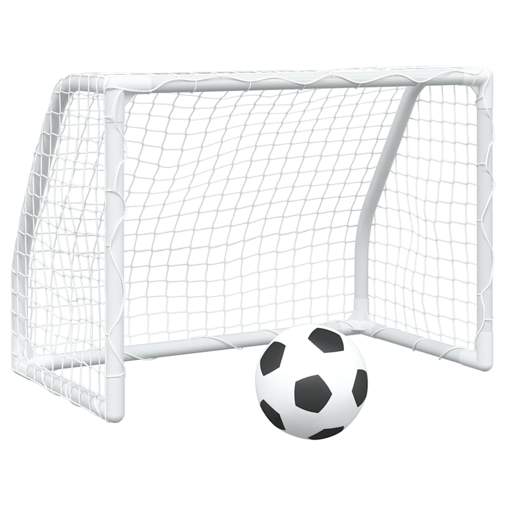 VidaXL Kinder-Fußballtore 2 Stück mit Ball 64x35x48 cm Metall weiß
