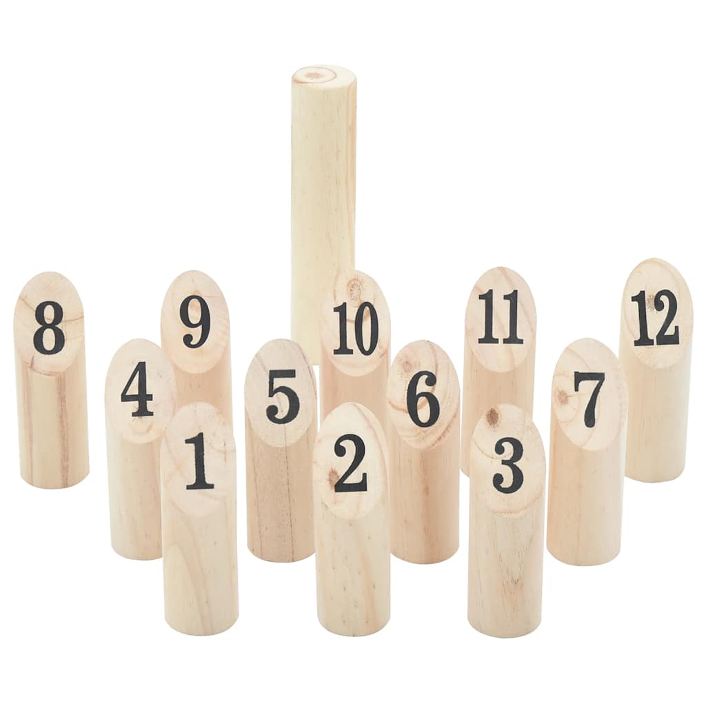 Vidaxx 13-teiliges Zahlen-Kubb-Spielset mit Tragetasche aus massivem Kiefernholz