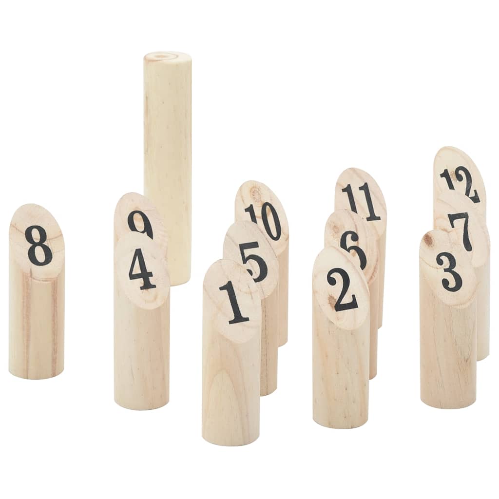 Vidaxx 13-teiliges Zahlen-Kubb-Spielset mit Tragetasche aus massivem Kiefernholz
