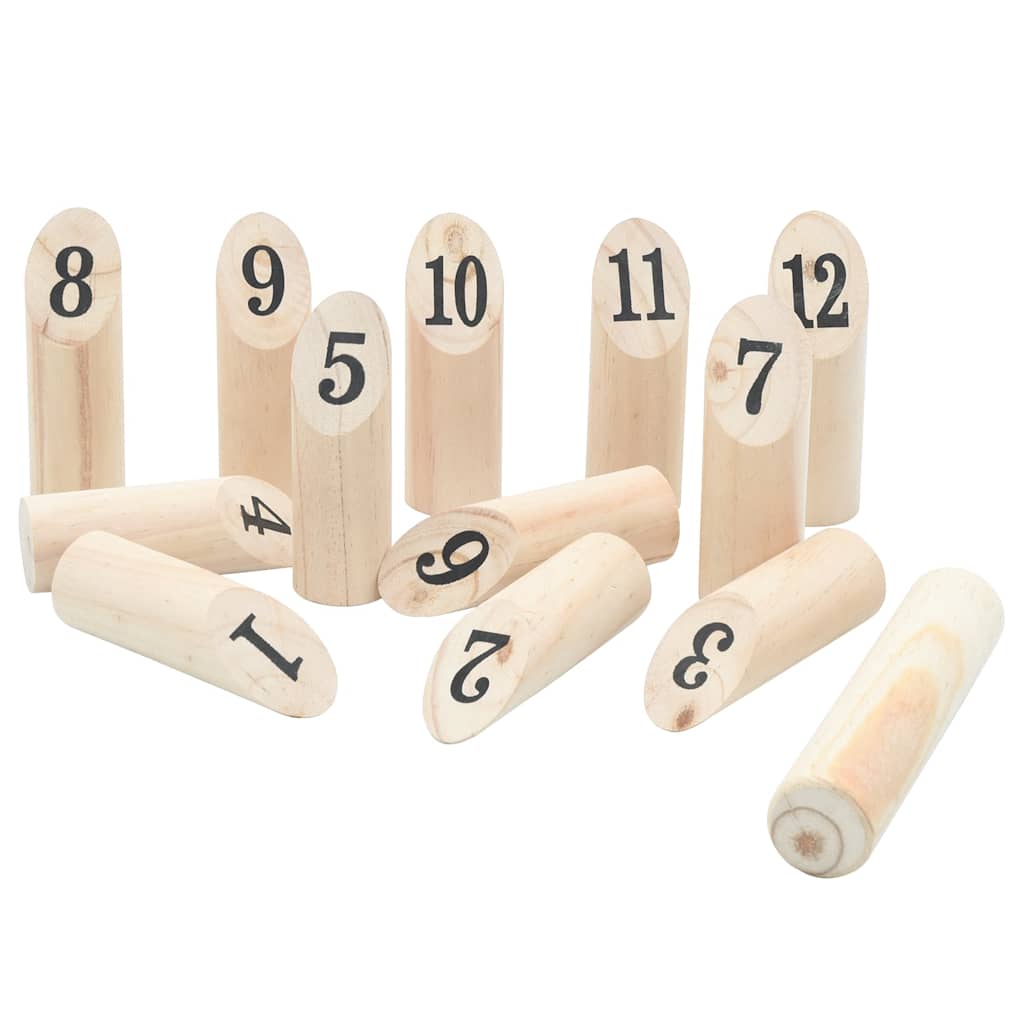 Vidaxx 13-teiliges Zahlen-Kubb-Spielset mit Tragetasche aus massivem Kiefernholz